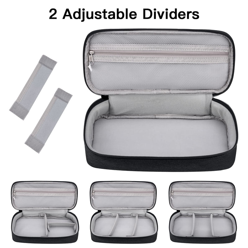 Cable Organizer Bag, Electronics Carrying Case for Charger & Cords, External Hard Drive, Portable Power Bank (Black) Large Black-L