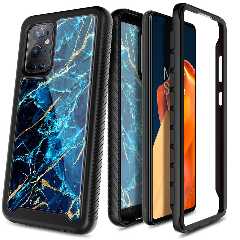 NZND Compatible with OnePlus 9 Pro Case 5G (2021) with Screen Protector (Maximum Coverage, Flexible TPU Film), Full-Body Protective Shockproof Rugged Bumper Cover Durable Case (Sapphire)