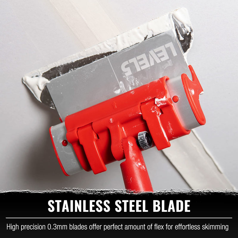 LEVEL5 7" Skimming Blade | Smoothing/Knock-Down Knife | Extruded Aluminum & European Stainless Steel Construction | High-Impact End Caps | Sheetrock Drywall Gyprock Wall-Board Plasterboard | 4-907 7"