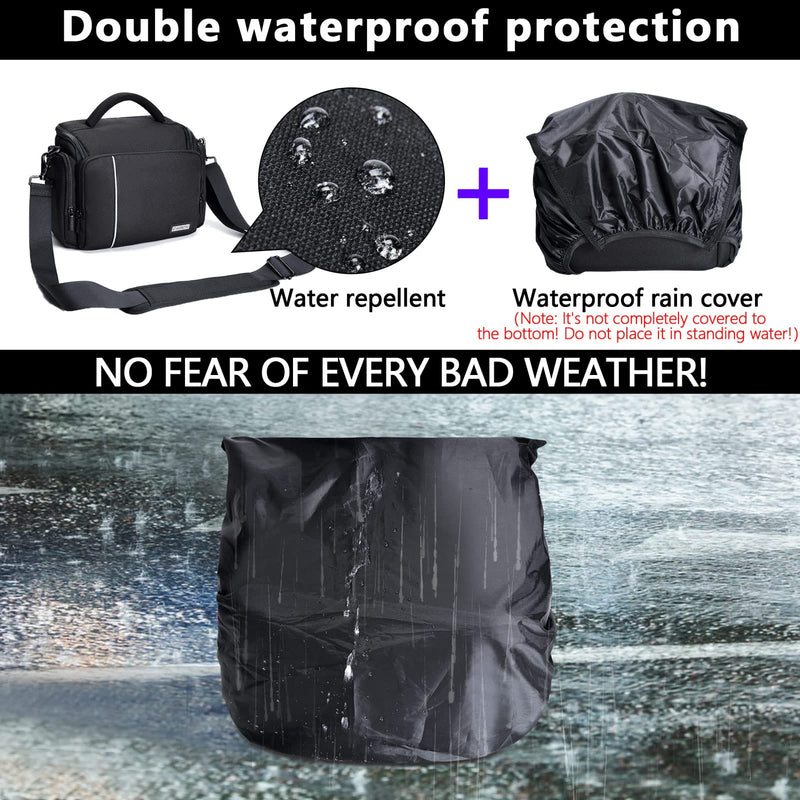 CADeN Compact Camera Shoulder Crossbody Bag Case Compatible for Nikon, Canon, Sony SLR/DSLR Mirrorless Cameras and Lenses Waterproof (Large, 2.0 Black) Large
