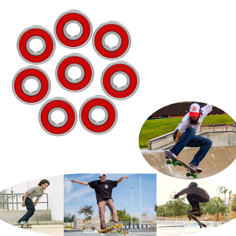 BESIY Bearings for Skateboards, Longboards, Inline Skates, Roller Skates, Spinners, Double Shielded,8x22x7 Miniature Ball Bearings, 608, ABEC-9(Pack of 8)