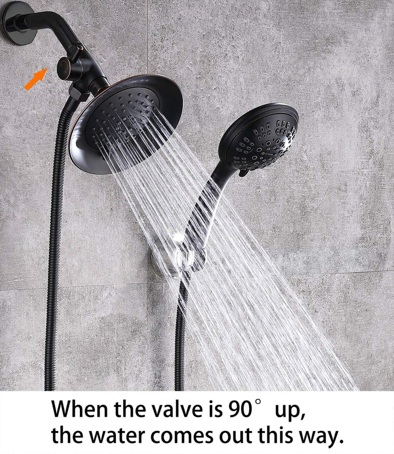 G-Promise Solid Metal Shower Arm Diverter for Hand Held Showerhead and Fixed Spray Head ∣ G 1/2 Three-Way Bathroom Universal Shower System Replacement Part (Oil Rubbed Bronze)