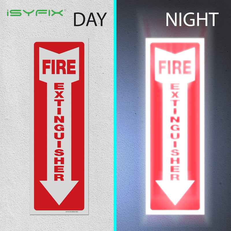 iSYFIX Fire Extinguisher Reflective Sticker Sign – 5 Pack 4x12 – Premium Self-Adhesive Vinyl, Laminated for Ultimate UV, Weather, Scratch, Water and Fade Resistance, Indoor and Outdoor STICKER REFLECTIVE