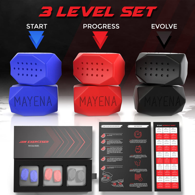 Jaw Exerciser for Men & Women – 3 Resistance Levels (6pcs) Silicone Jawline Exerciser Tablets– Powerful Jaw Trainer & Face Exerciser for Beginner, Intermediate & Advanced Users– Slims &Tones the Face