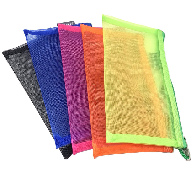 Pack of 5 pcs Multipurpose Nylon Mesh Cosmetic Bag Makeup Travel Cases Pencil Case Travel Organizers