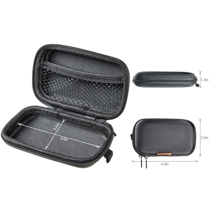 GLCON Rectangle Shaped Portable Protection Hard EVA Case for Bluetooh Headset Earphone Earbud USB Charging Cable Flash Drive Key Mesh Inner Pocket Durable Exterior Universal Carrying Bag Black