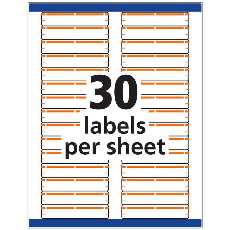 AVERY 5166 Permanent File Folder Labels, TrueBlock, Inkjet/Laser, Orange Border, Pack of 750