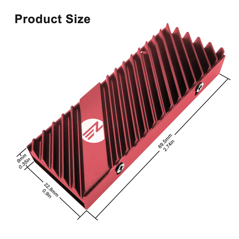 EZDIY-FAB M.2 SSD heatsink 2280, Double-Sided Heat Sink, High Performance SSD Radiator for PC / PS5 for PCIE NVME M.2 SSD or SATA M.2 SSD- Red