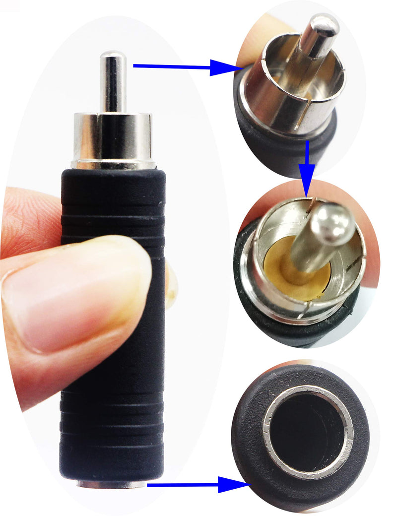 zdyCGTime 6.35mm to RCA Adapter RCA Male Plug to 6.35mm 1/4 Inch Mono Female Audio Mic Plug Adapter Jack Converterr (5 Pack)