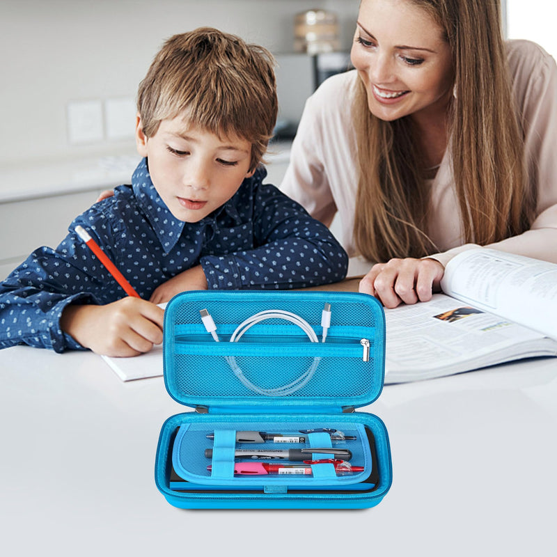 Elonbo Hard Travel Case for Texas Instruments TI-Nspire CX II CAS/CX II/CX CAS Color Graphing Calculator, Extra Zipped Pocket Fits Charging Cable, Charger, Manual, Blue
