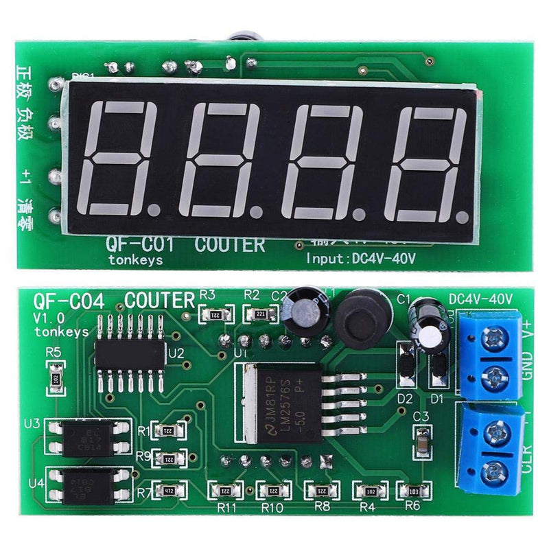 DC4-40V QF-C04 Counter Module, 4-Digit Digital Display, 0-9999 Counting Range with Memory Function