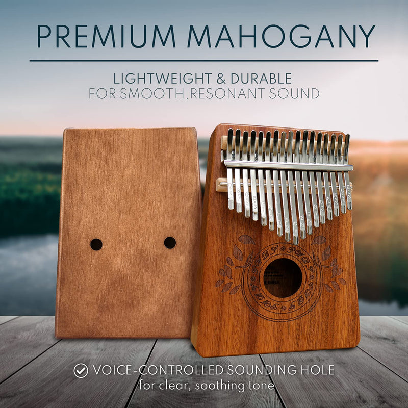 UNOKKI Kalimba Thumb Piano - Kalimba 17 Key Musical Instruments w/ Kalimba Song Book Instructions, Tuning Hammer & More! Thumb Piano for Kids & Adults - Easy to Learn Finger Piano Music (Light Brown) Light Brown