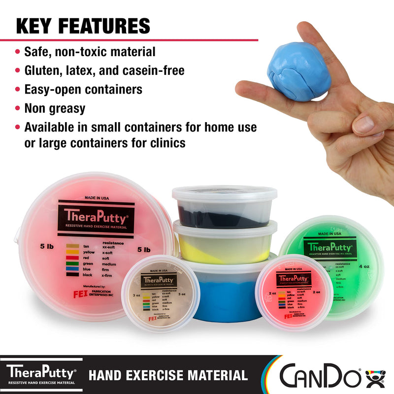 CanDo Theraputty Plus Hand Exercise Putty for Rehabilitation, Exercises, Hand Thearpy, Occupational Therapy, Hand Strengthening, Improve Motor Skills, Stress Relief 2-Ounce Firm