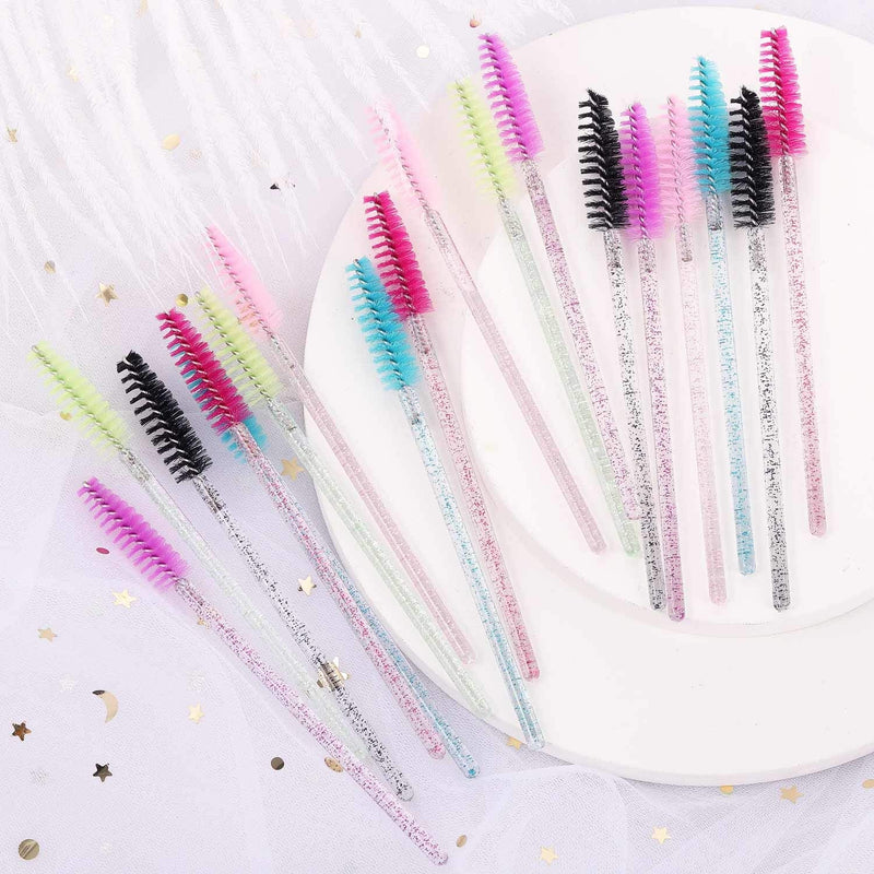300 Disposable Mascara Wands Eyelash Brush Spoolies for Eye Lash Extension, Eyebrow and Makeup Crystal Tbestmax 01 Multi-colored