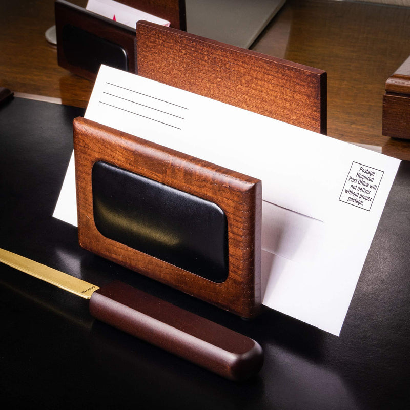 Dacasso Walnut and Leather Letter Holder