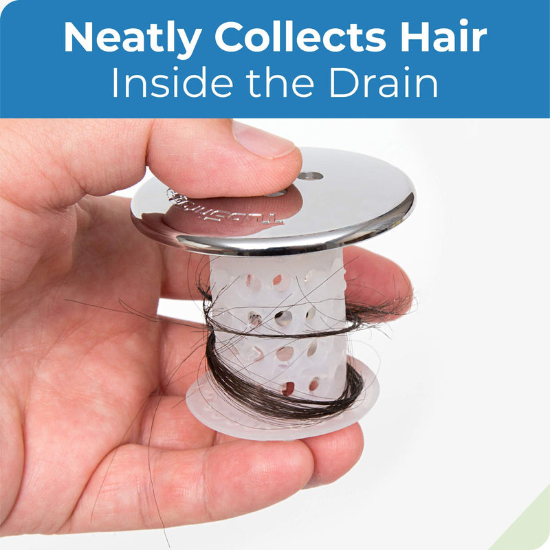 TubShroom Tub Drain Hair Catcher, Chrome â€“ Drain Protector and Hair Catcher for Bathroom Drains, Fits 1.5â€ â€“ 1.75â€ Bathtub and Shower Drains