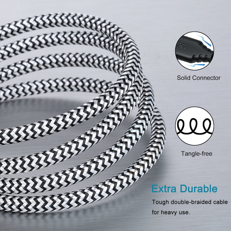 Besgoods 2-Pack 6ft Braided USB to USB 3.0 Cable - USB A to A Male to Male Cable Double End Cord with Gold-Plated Connector Compatible Hard Drive Enclosures, DVD Player, Laptop Cooler Black White