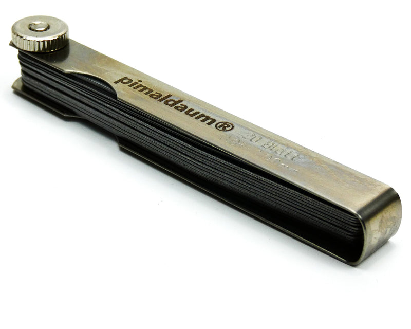 PIMALDAUM® feeler gauge 20 blades, 0.05-1.00 mm, according to DIN 2275, manganese steel for simple and precise measurement and testing of gap widths, thicknesses and distances/gaps