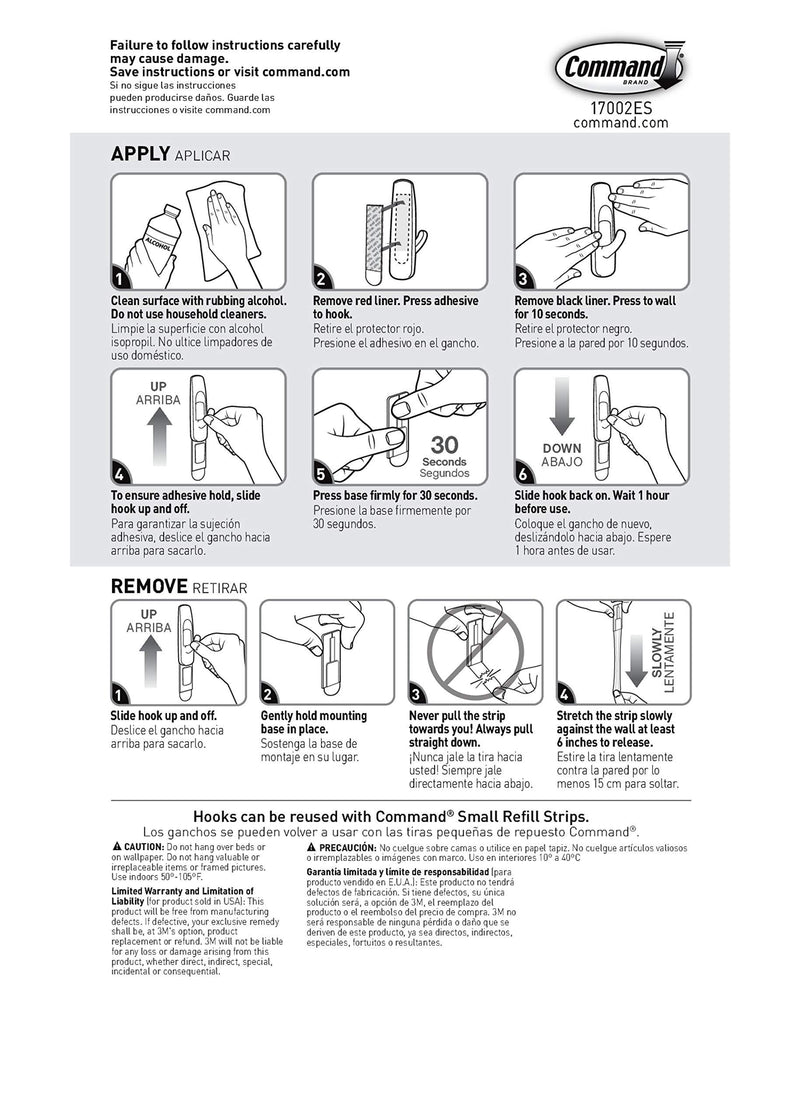 Command Small Utility Hooks, White, 6-Hooks, Organize Damage-Free 6 Hooks