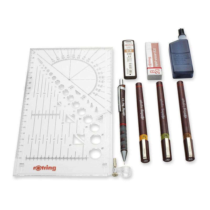 rOtring S0699370 Isograph Technical Drawing Pens, Set, 3-Pen College Set (.20-.50 mm),Brown 0.20 mm, 0.30 mm, 0.50 mm