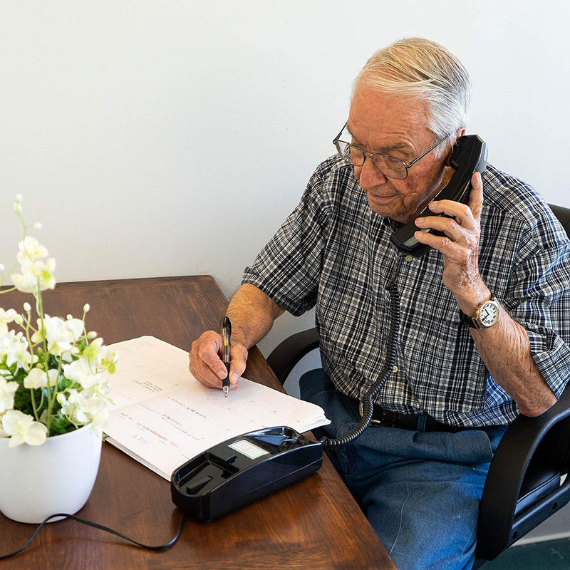 Corded Phone - Phones for Seniors - Phone for Hearing impaired - Black - Retro Novelty Telephone - an Improved Version of The Princess Phones in 1965 - Style Big Button - iSoHo Phones