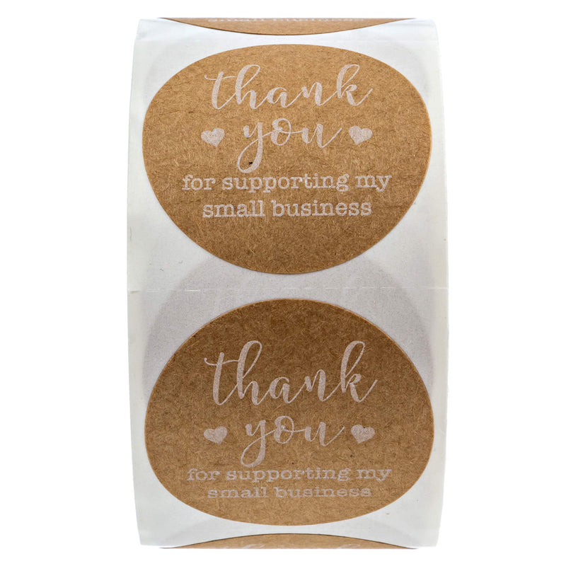 1.5 inch Round Kraft Thank You for Supporting My Small Business Stickers / 500 Labels Per Roll