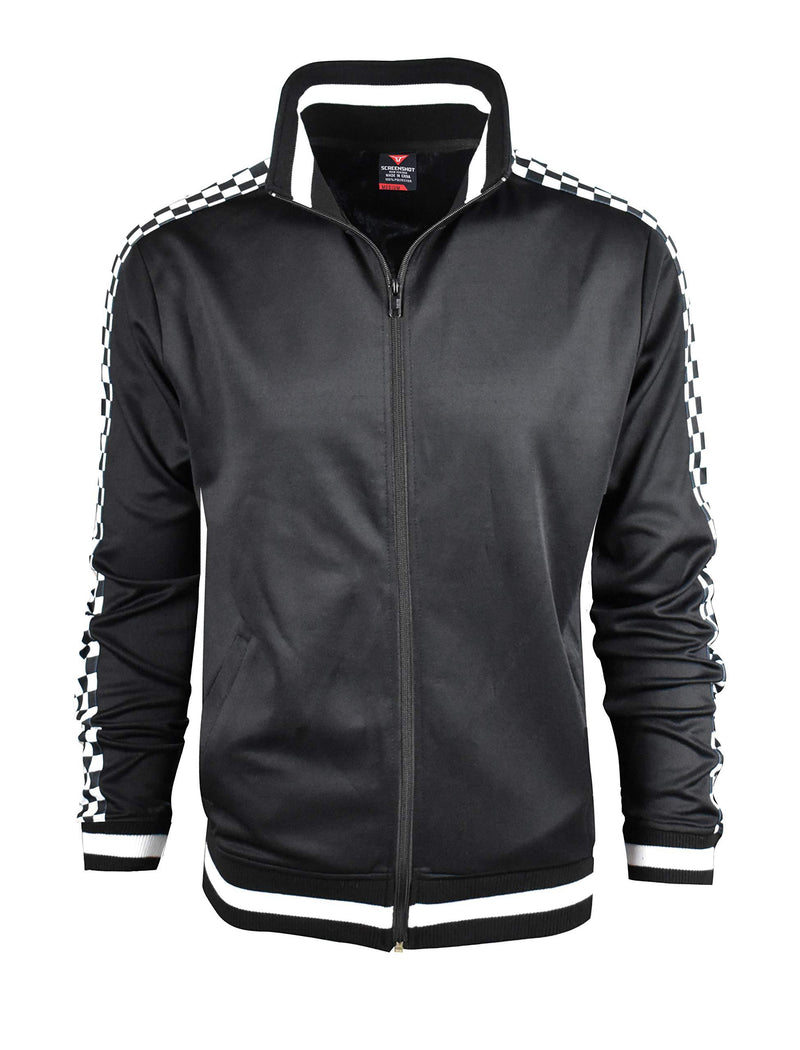 Screenshotbrand Mens Hip Hop Premium Slim Track Jacket - Side Taping Small F11854-black