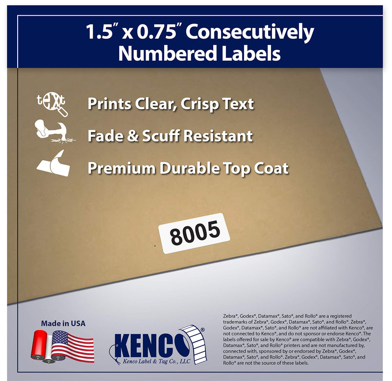 Consecutively Numbered Labels. Measure: 1.5" X 0.75" Paper Material (Various Number Sequences Available) (3001-4000) 3001-4000