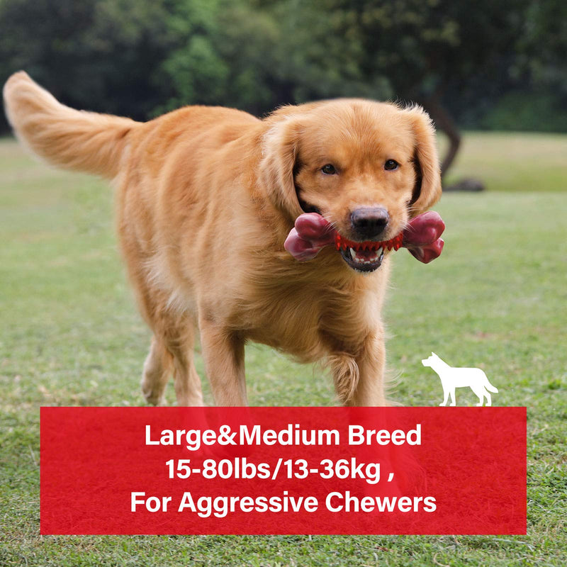 Tough Dog Toys for Aggressive Chewers Large Breed, Apasiri Dog Chew Toys, Durable Dog Toys, Dog Bones Made with Nylon and Rubber, Big Indestructible Dog Toy Beef Medium/Large (Pack of 1)