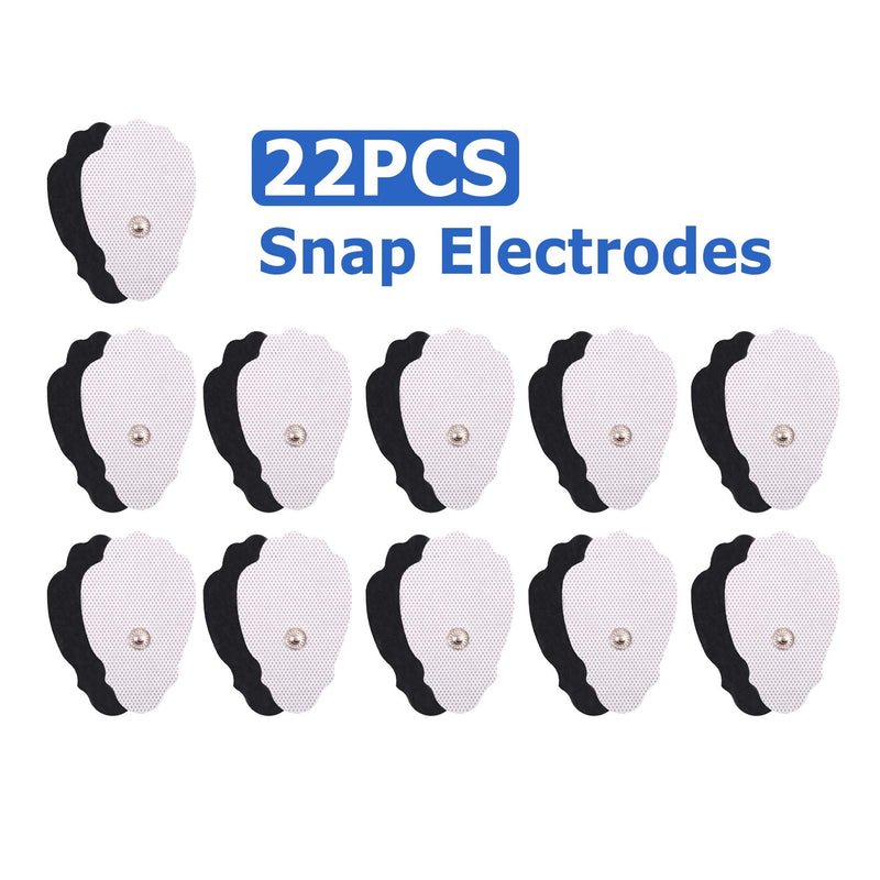 TENS Unit Pads, 22PCS Snap Electrodes，Reusable TENS Replacement Pads for Electrotherapy EMS Machine Muscle Stimulation Massager
