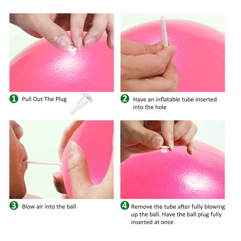 Vaupan Mini Exercise Ball, 9 Inch Small Gym Ball with Inflatable Straw for Yoga, Pilates, Stability, Barre, Physical Therapy, Stretching and Core Training, Improves Balance, Strength Pink 1 Pack