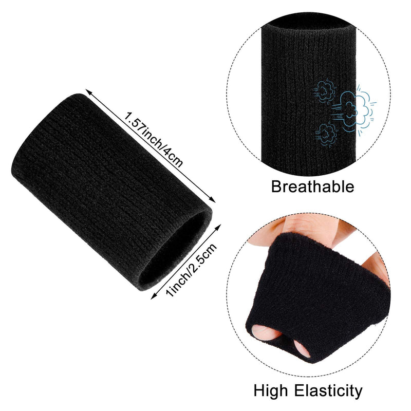 Civaner 12 Finger Sleeves Sports Finger Cots Breathable Elastic Finger Straps Joint Compression Protectors for Sport Relieve Painful Compression Pressure Protector (Black) black