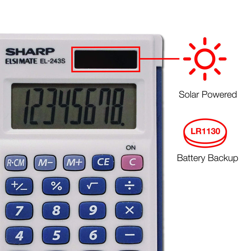 Sharp Electronics 8-Digit Twin Powered Calculator (EL-243S/EL-243SB)