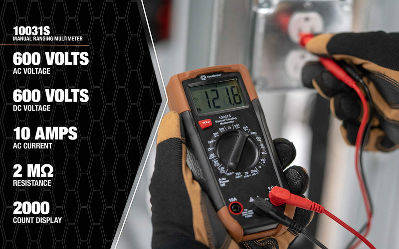 Southwire 10037K Electrical Test Kit with Full-Function Multimeter, Non-Contact Voltage Detector, and Outlet Tester, Includes Test Leads and Batteries