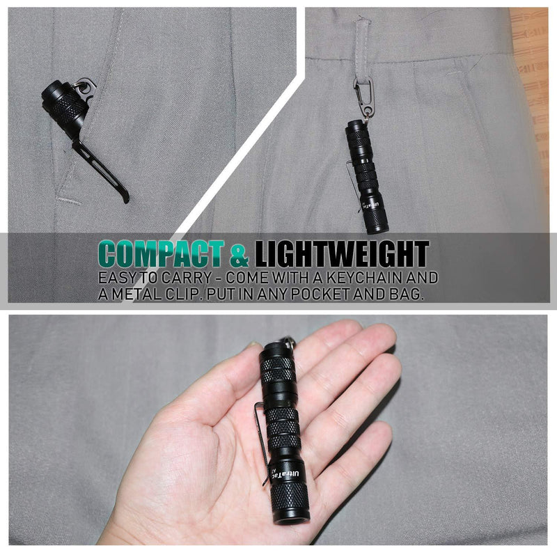 AIDIER A7 EDC Keychain LED Flashlight, Ultra Compact Bright 180lm with Bright LED AAA Battery IPX7 Waterproof Tail Switch Flashlights for Camping, Hiking, Outdoor Activity and Emergency Lighting A7 1-Pack