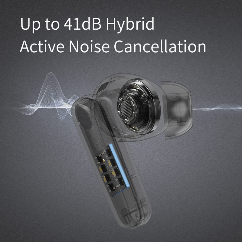 HAPPYAUDIO S4 Wireless Earbud,Hybrid ANC+ENC Noise Reduction Headphones Bluetooth 5.2 Headset Sports Built-in Mic,IPX5 Water Resistant Sweatproof,24Hrs Playtime for iOS Android (Black) S4,Black