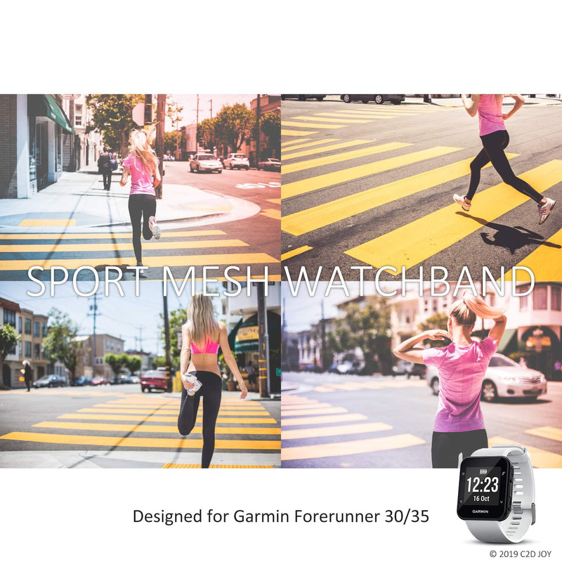 C2D Joy Compatible with Garmin Forerunner 35 Watch Band Replacement (Adapter, Screws and Screwdriver) Sport Mesh Strap Nylon Weave Garmin 35 Running Watch Accessories Watchband - 10#, M/6.5-8.5 in. 10# Dark Black Medium (Fits 6.5â€-8.5â€œ wrists)