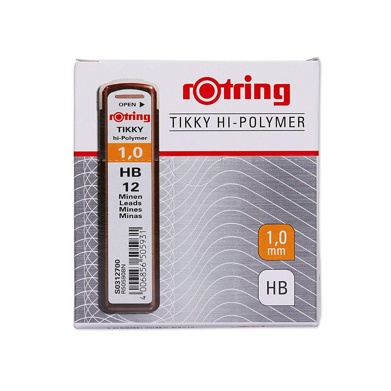 rOtring Replacement Leads for Tikky Mechanical Pencils, 1.0 mm, Hard Black (HB) (S0312700) Hi-Polymer HB 1.00 mm