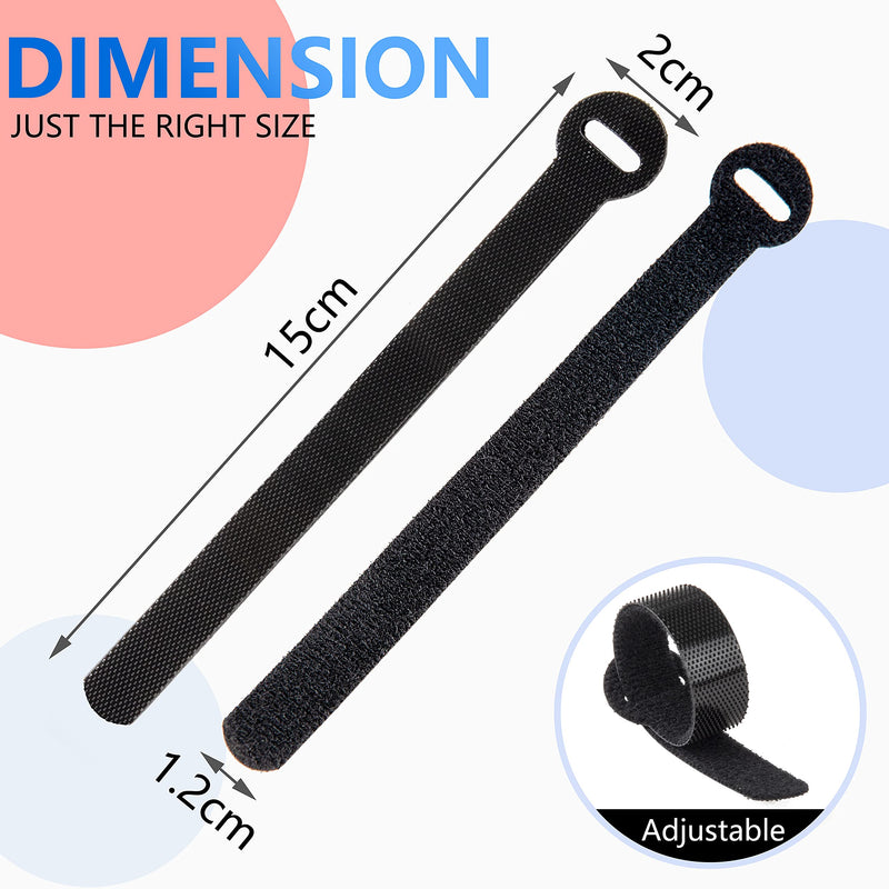 60 Pcs Reusable Cable Ties Black, Adjustable Releasable Hook and Loop Cable Straps for PC Cable Management, Organizing Cords, TV, Desk