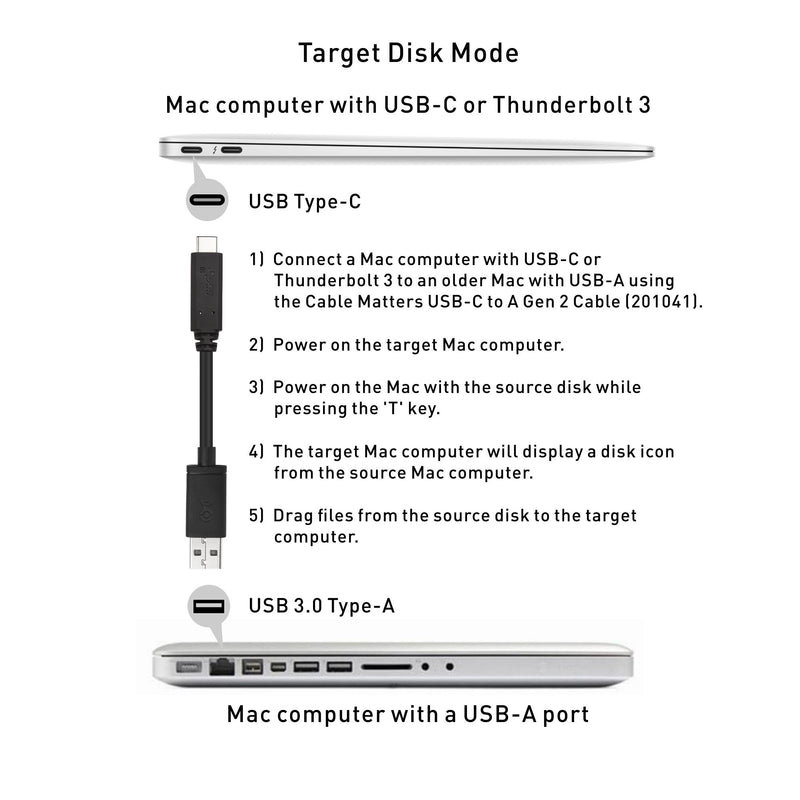Cable Matters USB-IF Certified 10 Gbps Gen 2 USB A to USB C Cable (USB C to USB Cable) in Black 3.3 Feet