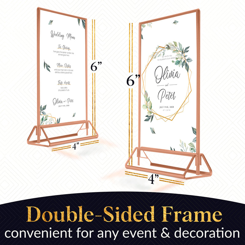 Super Star Quality Clear Acrylic Double Sided Frames Display Holder with Vertical Stand and 3mm Gold Border Pack of 6 4x6 Rose Gold … Rose Gold 6 Pack