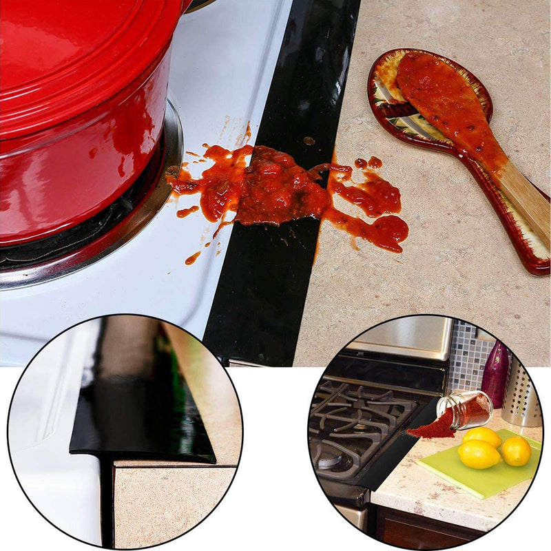 Stove Burner Covers, MSDADA 8 Pcs 10.6" x 10.6" Gas Stove Protectors with 2 Pcs 21” Stove Gap Covers, 0.2 mm Double Thickness, Reusable, Non-Stick, Easy to Clean Black