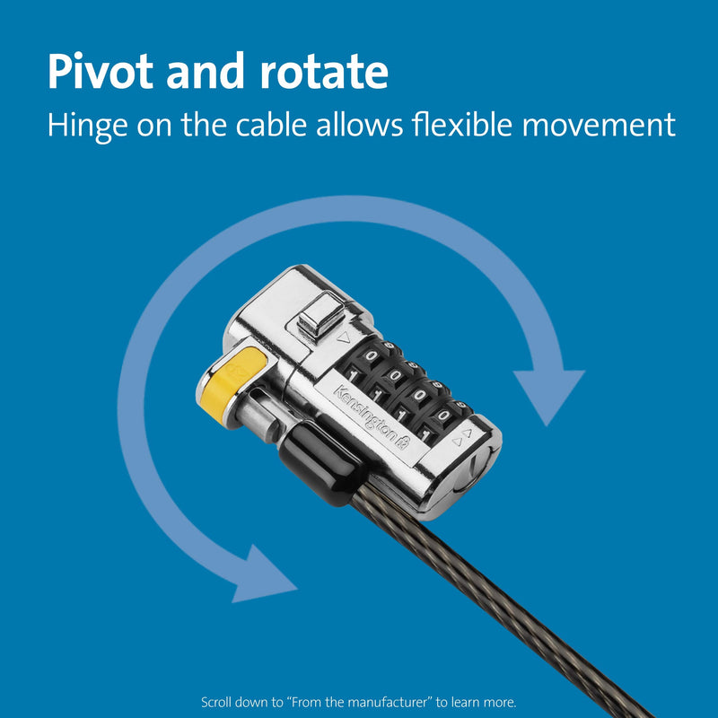 Kensington ClickSafeÂ® Combination Laptop Lock for Wedge-Shaped Security Slot (K67936WW) Combination - Clicksafe