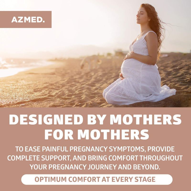 AZMED Maternity Belt, Breathable Pregnancy Back Support, Premium Belly Band, More Than 1.3M Happy Mothers, Lightweight Abdominal Binder, One-Size (Beige)