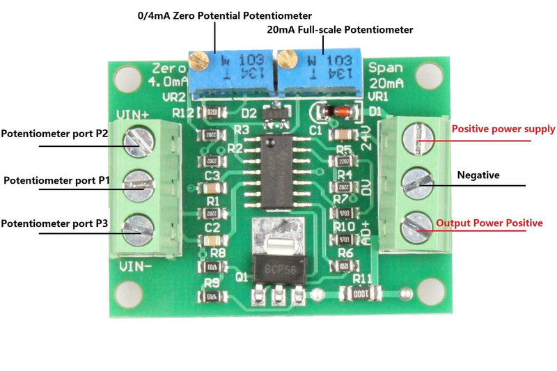 NOYITO Voltage to Current Module 0-2.5V 3.3V 5V 10V 15V 24V Voltage to 0-20mA 4-20MA Current Signal Generator Moudle (0-2.5V to 0-20mA)