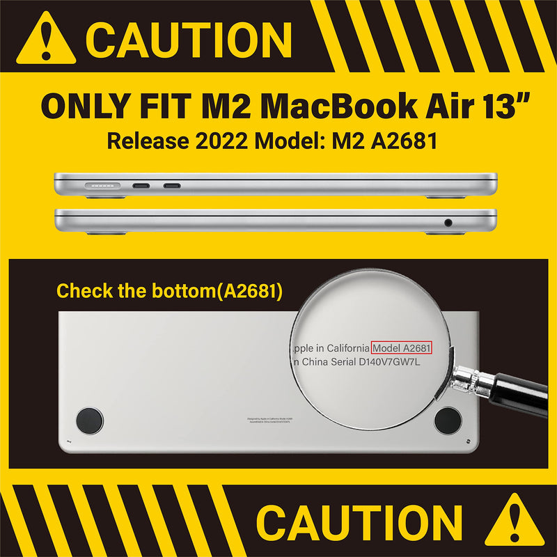 IBENZER Compatible with M2 2022 MacBook Air 13 inch case, Model A2681, Hard Shell Case & Keyboard Cover & Screen Film& Type-C Adapter for New M2 Mac Air 13.6 in, Crystal Clear, AT13-KK-CYCL+2TC For M2 2022 Macbook Air 13" A2681