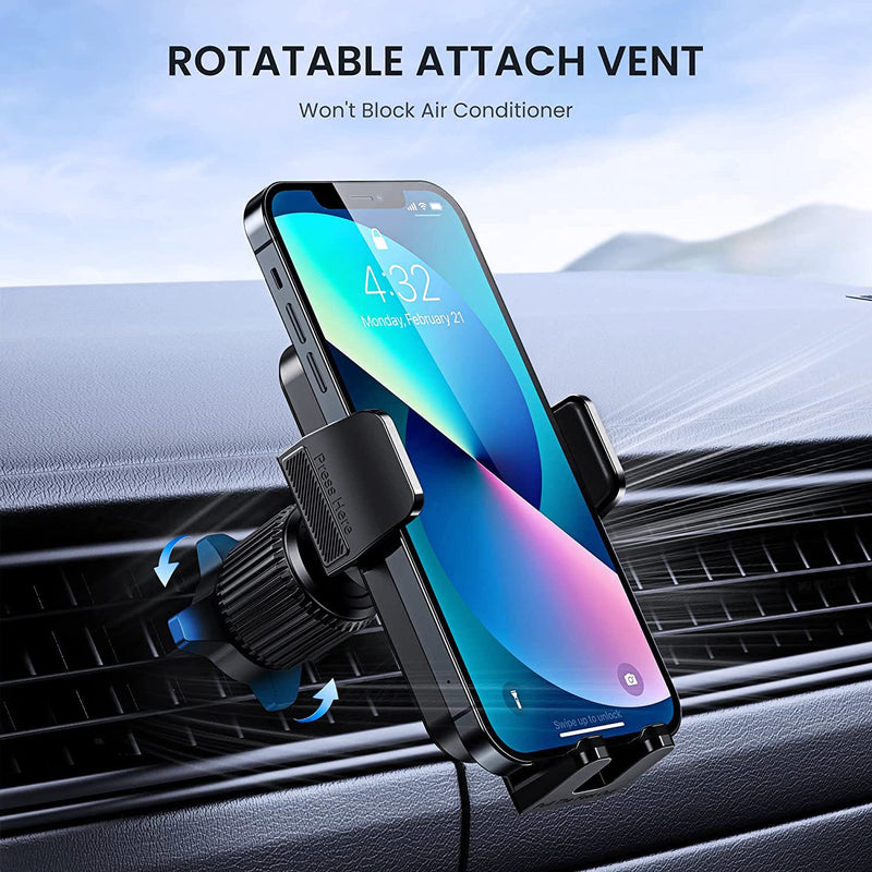 CINDRO Car Vent Phone Mount for Car [Military-Grade Hook Clip] Phone Stand for Car [Thick Cases Friendly] Air Vent Clip Cell Phone Holder for Smartphone, iPhone, Automobile Cradles Universal Dark