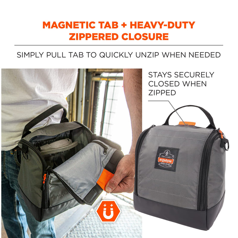 Ergodyne Arsenal 5185 Respirator Mask Storage Bag, Fits Half and Full Face Respirators, Zipper and Magnetic Closure, Gray