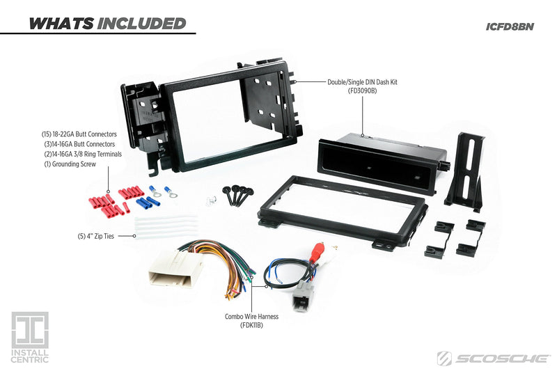 Install Centric ICFD8BN Compatible with Select Ford, Lincoln & Mercury 2004-08 Complete Installation Solution for Car Stereos Complete Installation Kit