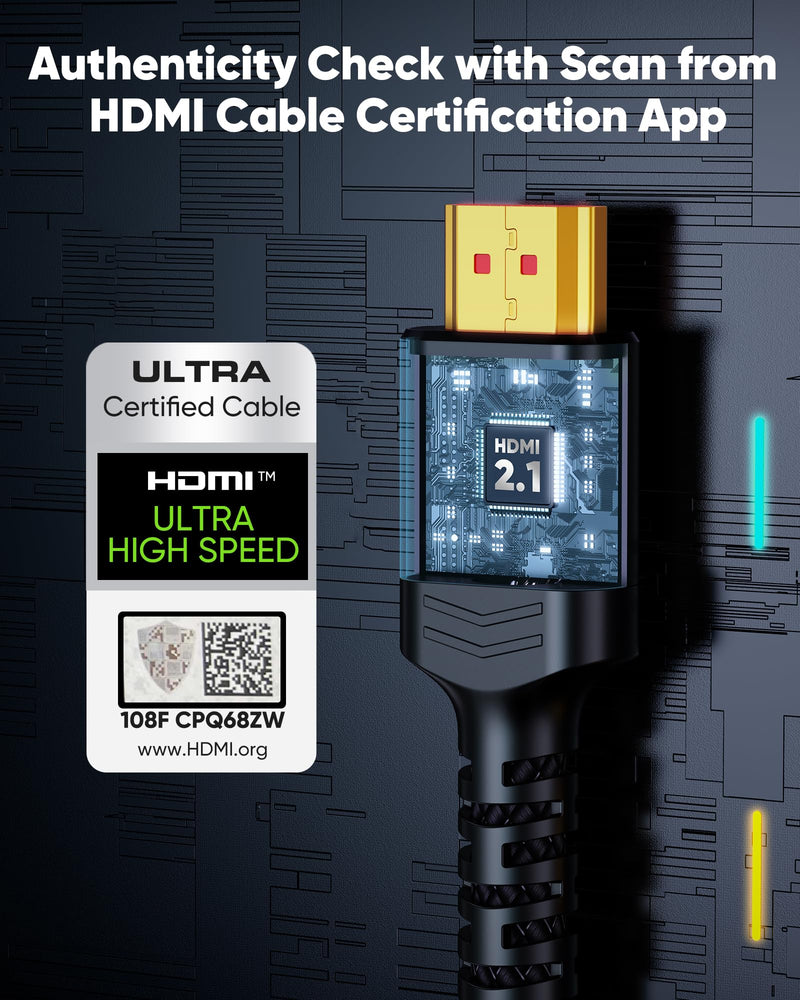 Highwings 10K 8K HDMI Cable 3meter Certified, HDMI 2.1 Cable 48Gbps Ultra High Speed 8K 60Hz 4K 120Hz 7680P eARC HDCP 2.2&2.3 DTS:X Dynamic HDR Dolby Atmos Compatible with PS5 X-BOX HDTV Monitor 3m